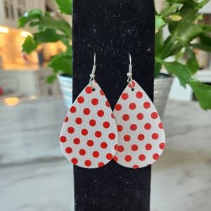 Red Polka Dot faux leather Earrings